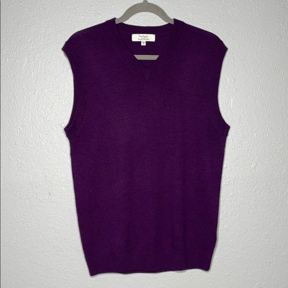 Turnbury vest extra fine merino wool purple sz Sm‎